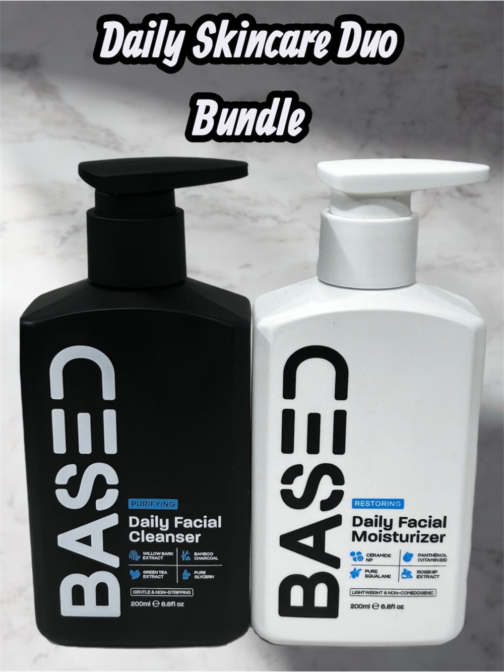 BASED Daily Skincare Duo Cleanser Moisturizer 6.8oz Non Toxic Set NIB Bundle